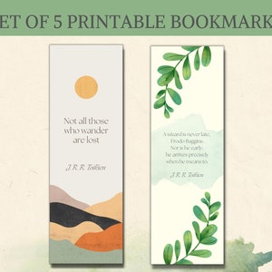 Lotr Printable Bookmarks Lord of the Rings Book Quote Tolkien Gifts Set ...