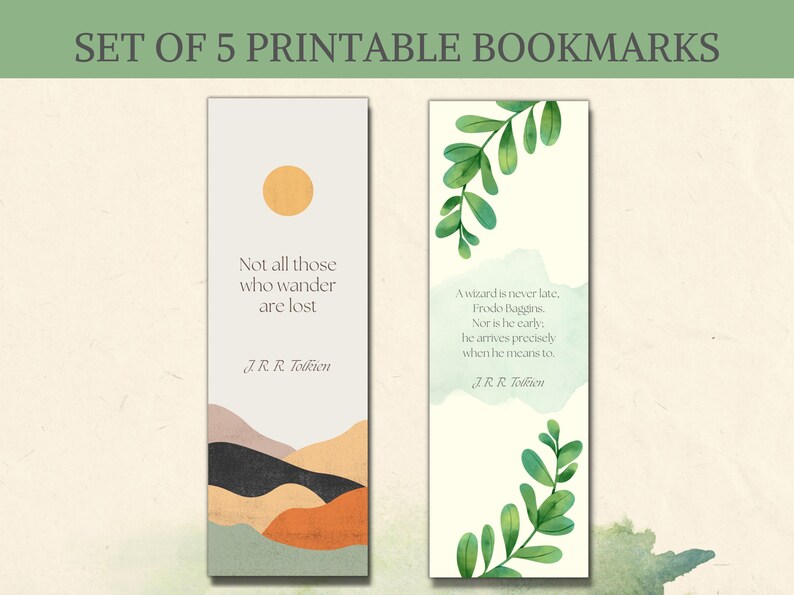 Lotr Printable Bookmarks Lord of the Rings Book Quote Tolkien Gifts Set ...