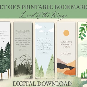 Lotr Printable Bookmarks Lord of the Rings Book Quote Tolkien Gifts Set ...