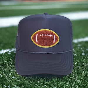 Football Chenille Patch Trucker Hat, Chenille Football Patch Trucker Hat, Sports Team Hat