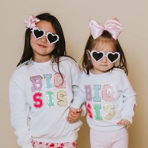 Sudadera Big Sis Chenille Patch, sudadera Big Sis Varsity Glitter Letter Patch, sudadera Big Sis Crewneck, camisa hermana