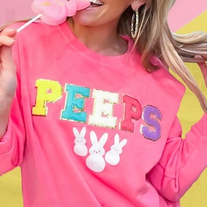 PEEPS Chenille Patch Ostern Sweatshirt, Glitzer Häschen Shirt