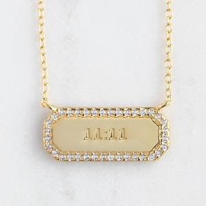 11:11 1111 Angel Number Necklace 925 Sterling Silver 18K Gold Plated Top Quality Necklace with Zirconia