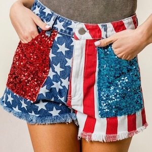 Sexy American Us Flag Mini Shorts Jeans Hot Pants Denim Low Waist Washed  Distressed Short Jeans Esg14027 - China Sexy Short and Denim Short price