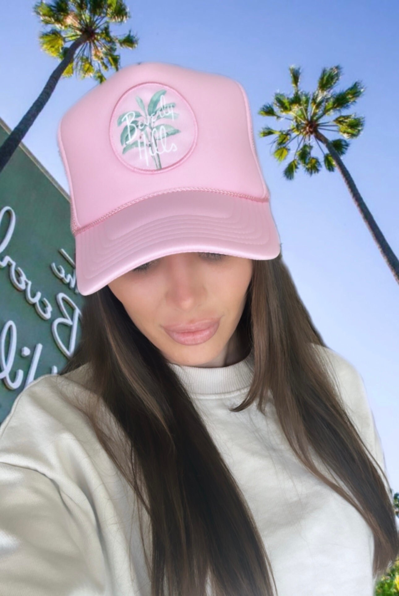 Beverly Hills Baddie Trucker Hat Beverly Hills Trucker Hat, Adjustable Snapback, Beach Pool  main image 4