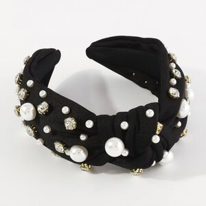Rhinestone Pearl Knot Headband, Knotted Embellished Headband, Knotted ...
