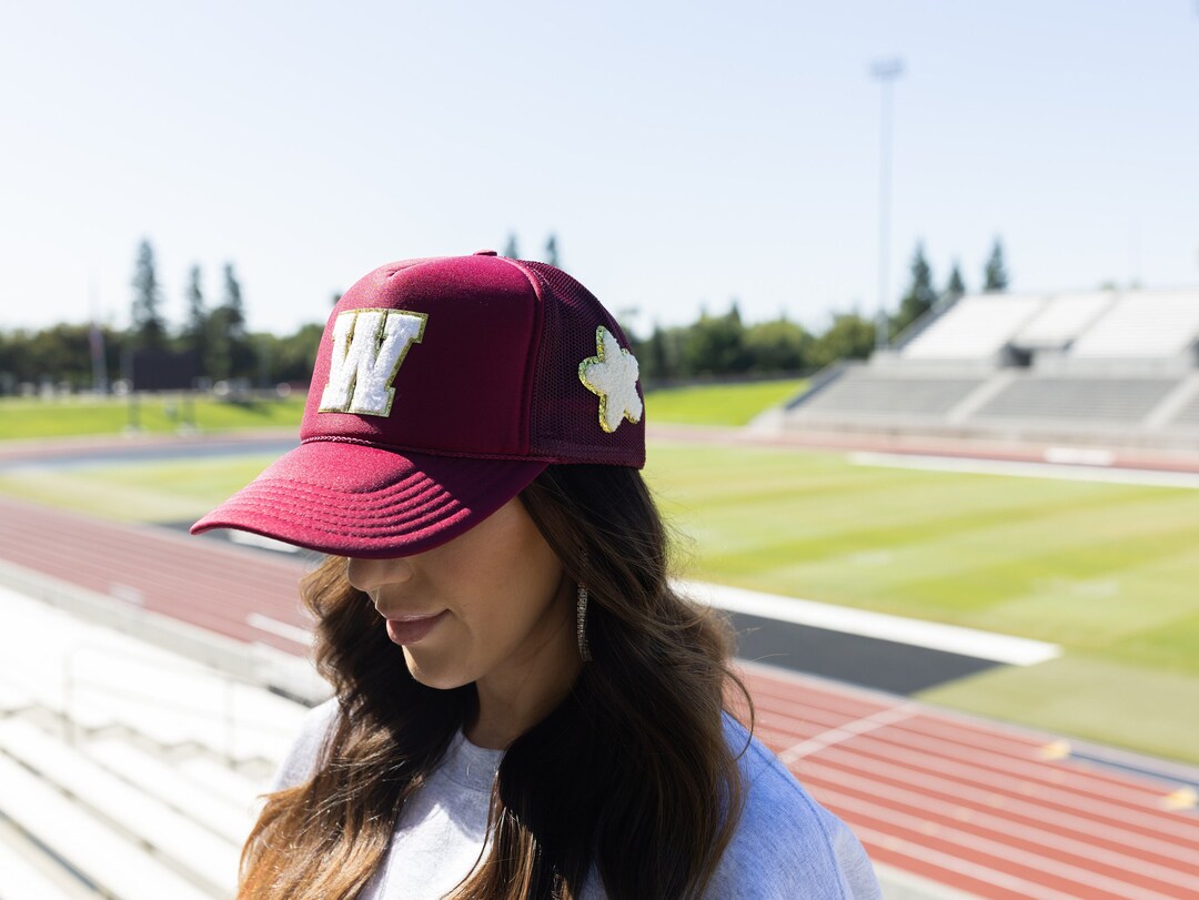 CUSTOM Chenille Patch Monogram Hat, Initial Trucker Hat, Varsity Letter