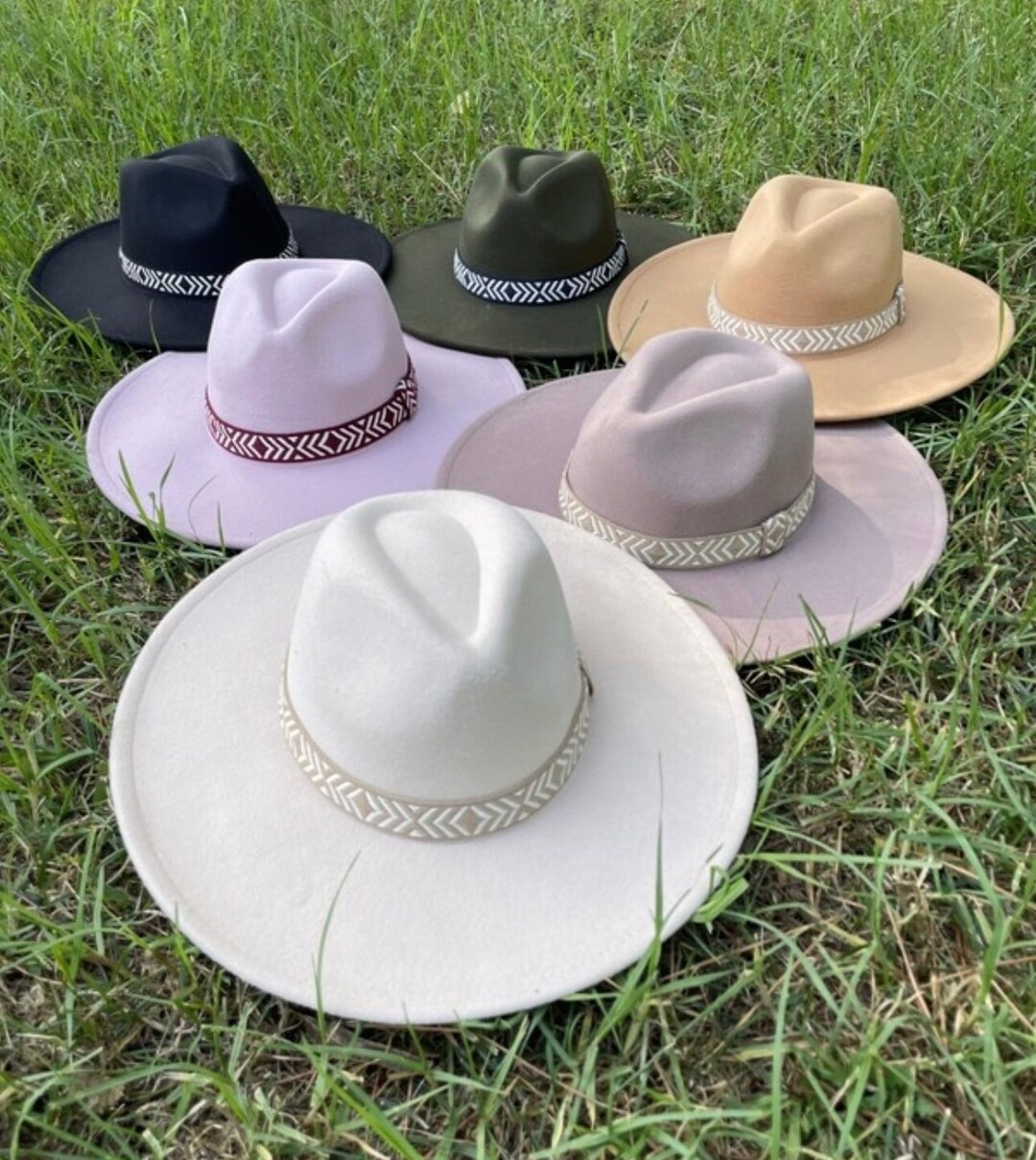 White Boho Fedora Hat, Wide Brim Fedora Hat, Felt and Vegan Leather