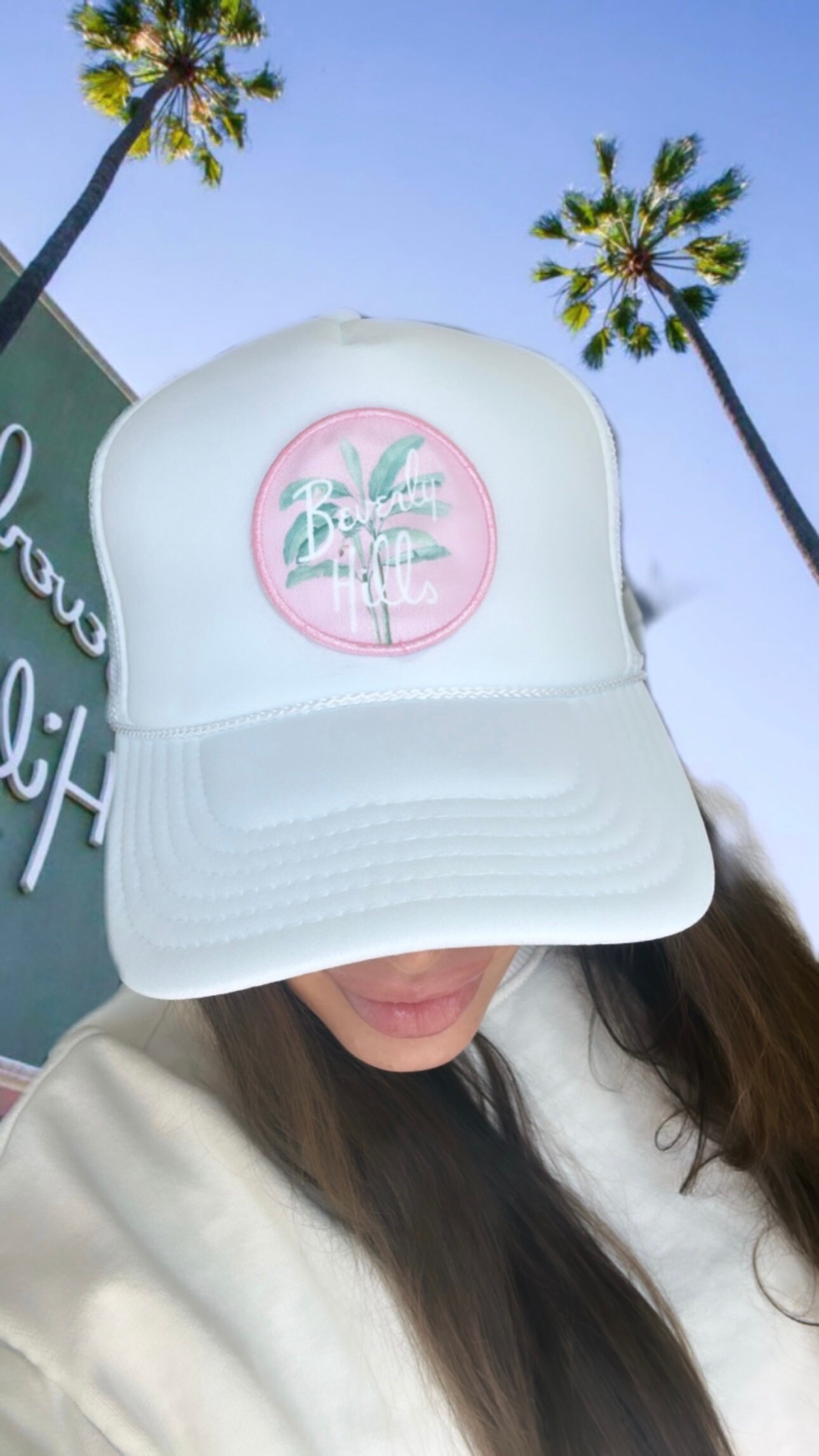 Beverly Hills Trucker Hat, Adjustable Snapback, Beach Pool 