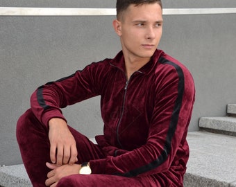 Velour Tracksuit, Velour Men Leisure set, Streetwear, Two Piece Velour Set,