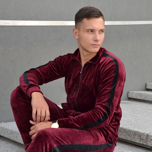 Velour Tracksuit, Velour Men Leisure set, Streetwear, Two Piece Velour Set,