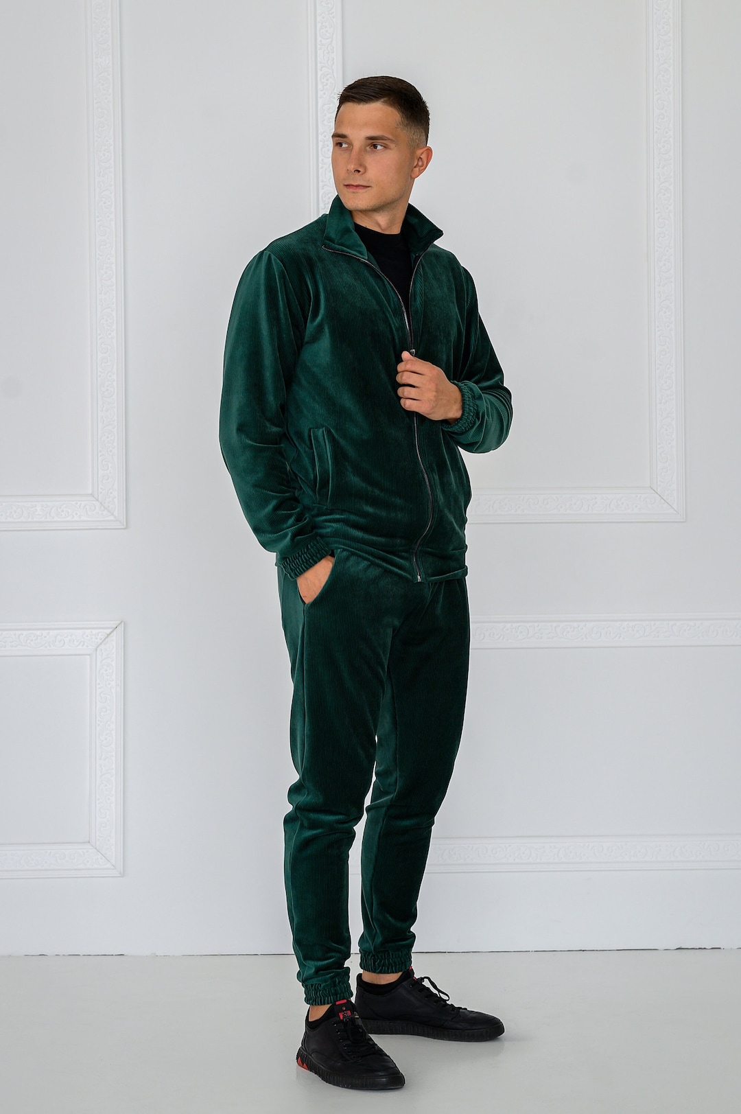 Velour Tracksuit, Velour Men Leisure Set, Streetwear, Two Piece Velour