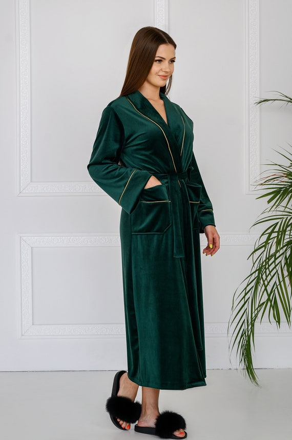 Peignoir en velours femme peignoir personnalise peignoir long Etsy France
