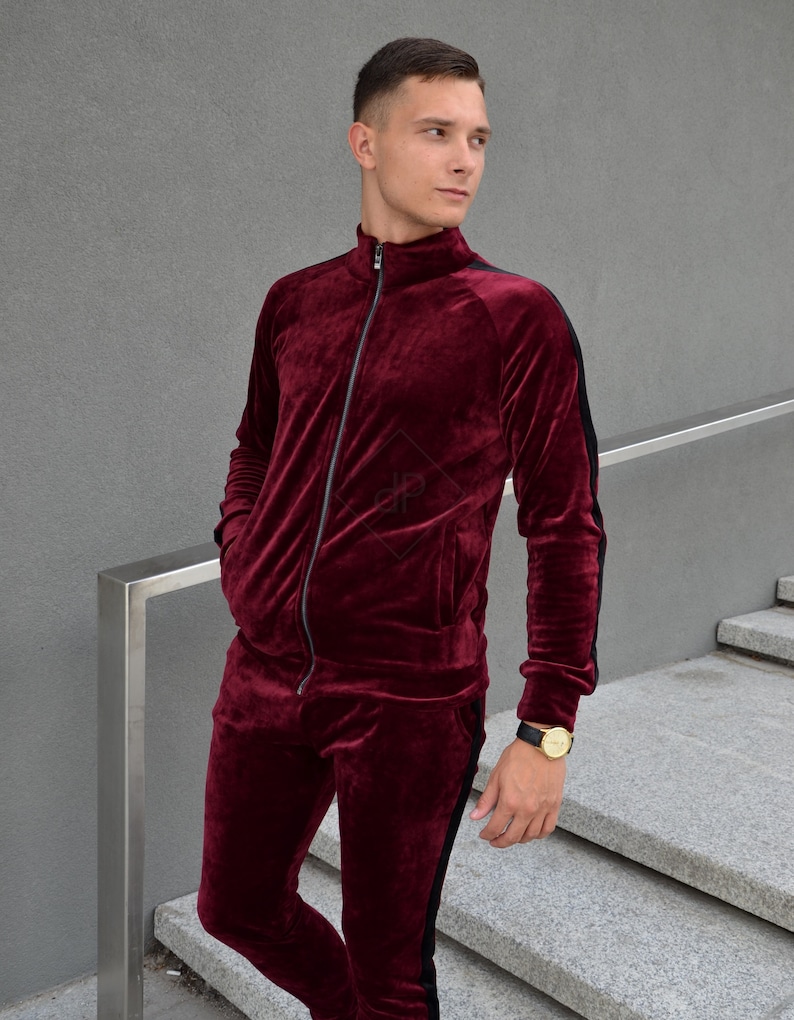 Velour Tracksuit, Velour Men Leisure set, Streetwear, Two Piece Velour Set, zdjęcie 4