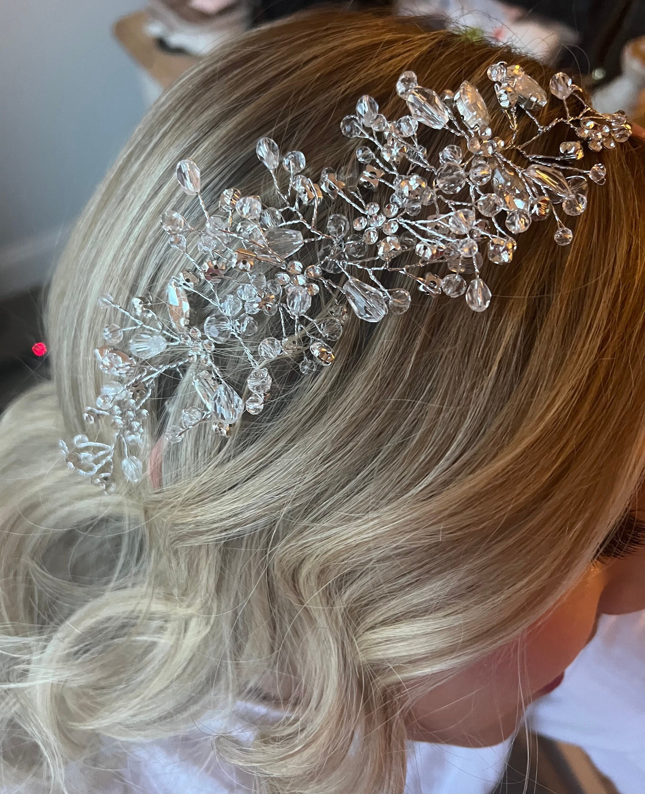 Grande pettine per capelli Diamante, accessori per capelli da sposa, vite per capelli floreale, vite da sposa, pezzo di capelli da sposa, pettine per capelli floreale, pettine per capelli Diamante