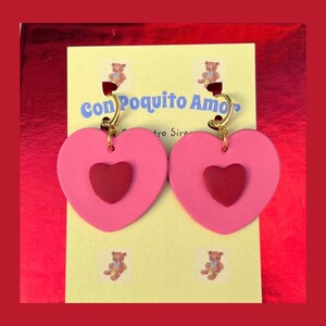 Love hearts. Polymer clay Valentine’s Day earrings. Handmade with love.