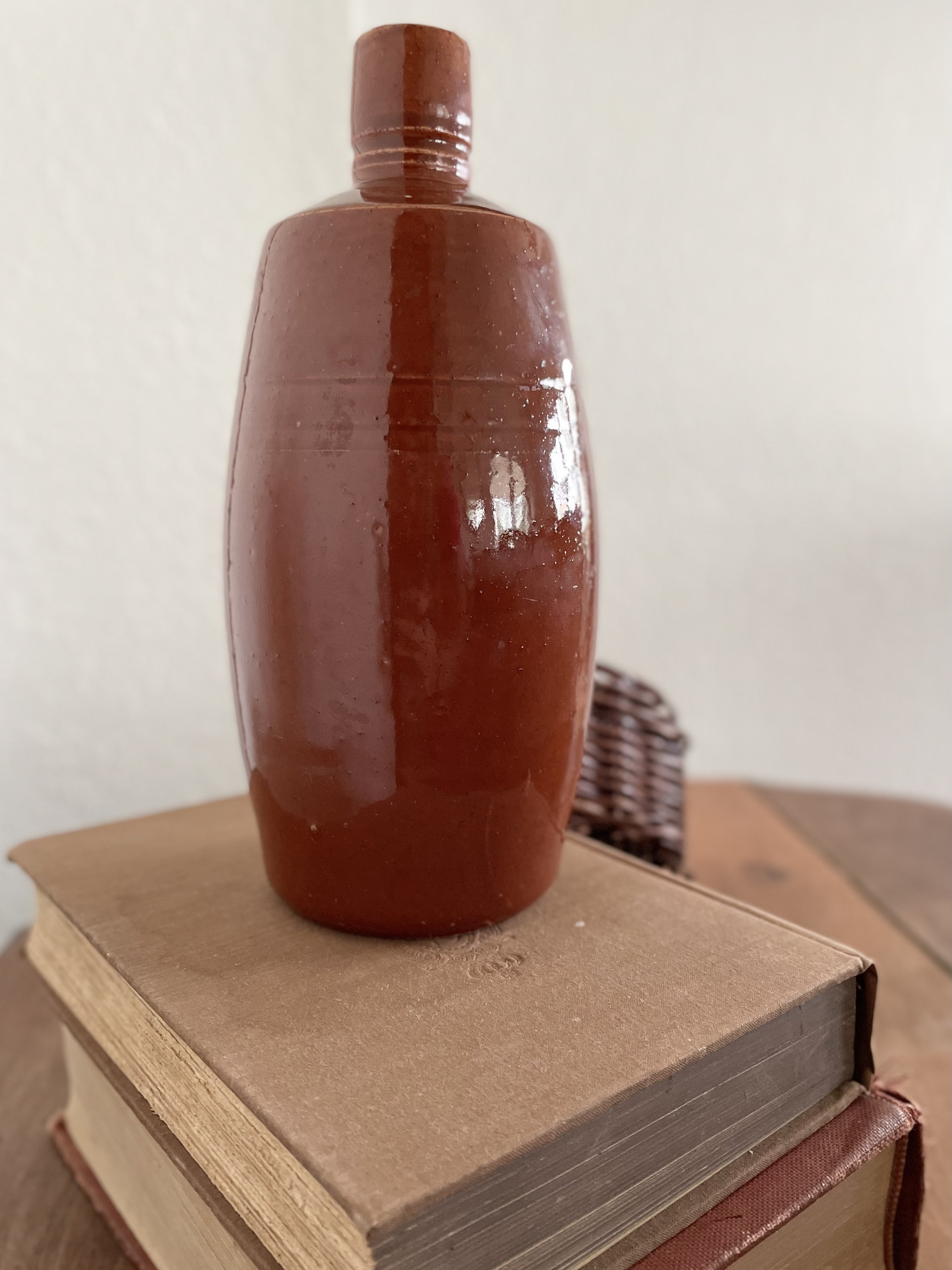 Primitive Stoneware Rust Vase Lancers Wine Bottle Primitive Beer ...