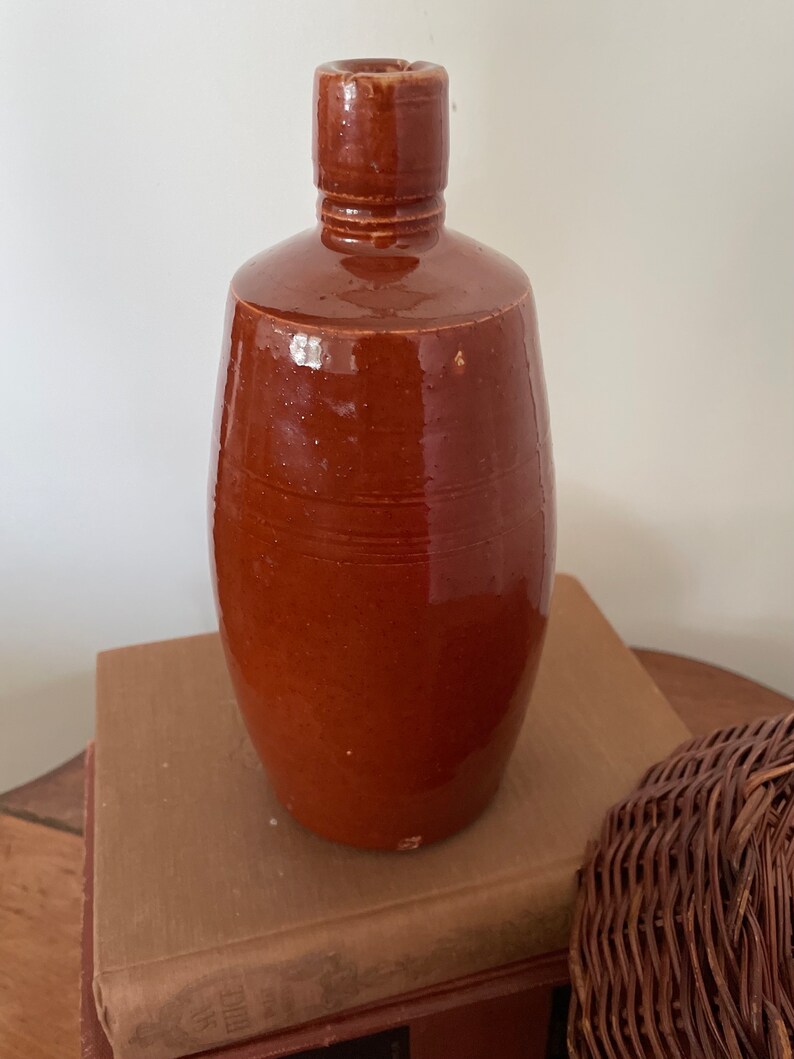 Primitive Stoneware Rust Vase Lancers Wine Bottle Primitive Beer ...