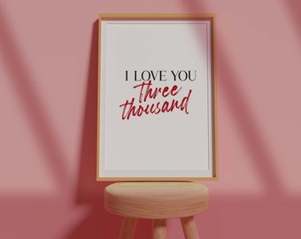 Avengers endgame I love you 3000 quote wall art, instant download meerdere formaten, typografie poster, iron man endgame, moederdag cadeau
