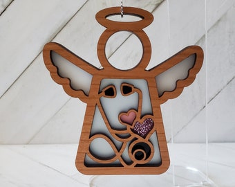 Medical Professional Suncatcher Ornament, Gift for Doctor, Nurse, Medical Student, 3 Layer Angel Medical Ornament