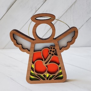 Hibiscus Angel Suncatcher Shelf Sitter Ornament, Tropical Hibiscus Decor, Souvenir From Hawaii, Gift for Bestie