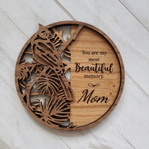 Cardinal Memorial 2D Wooden Round Plaque, Personalized Custom Remembrance Art, Sympathy Gift
