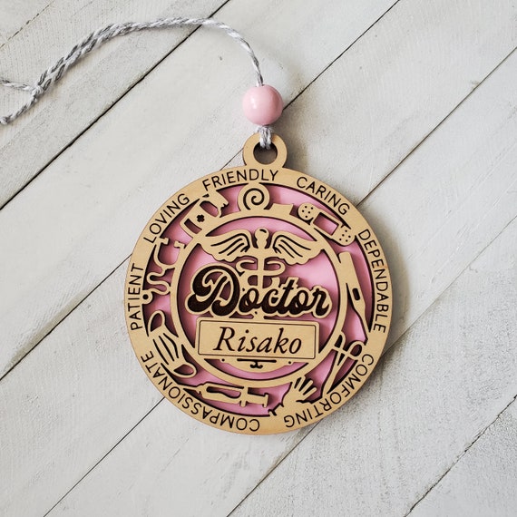 Doctor Ornament, 2 Layer Wooden Ornament for Doctor, Gift for Medical School Graduate, Doctor Appreciation Gift, Medical Professional Gift