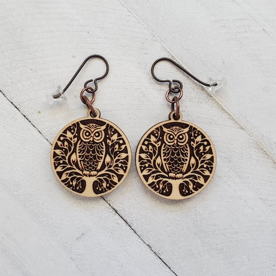 Wise Owl Earrings Cut Out Design Sterling Silver Dangling Wise Owl Earrings Cut Out Design Sterling Silver Dangling