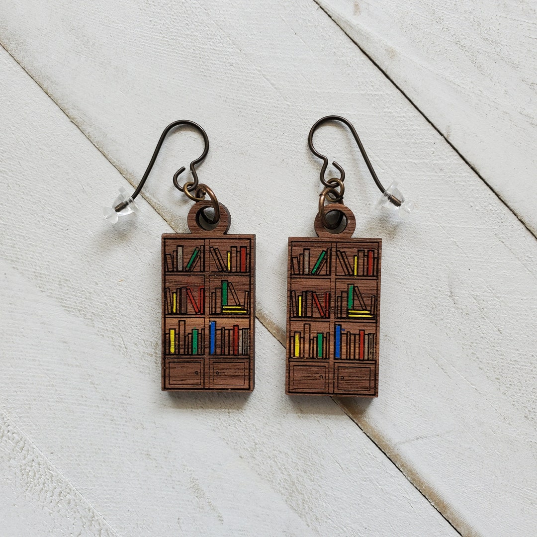 Bookcase Earrings Etsy UK