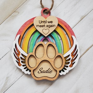 3D Dog Rainbow Pet Memorial Ornament, Personalized Pet Remembrance Keepsake Art, Fur Baby Rainbow Bridge Memorial Gift