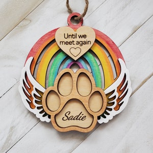 3D Dog Rainbow Pet Memorial Ornament, Personalized Dog Remembrance Keepsake Art, Fur Baby Rainbow Bridge Memorial Gift