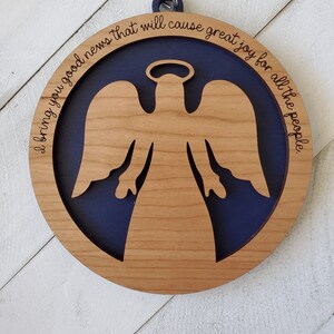 Nativity Angel Ornament, 2 Layer Wooden Christmas Angel Ornament, Gift for Christian, Christian Christmas Decor