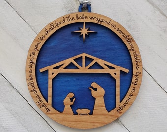 Nativity Manger Ornament with Verse