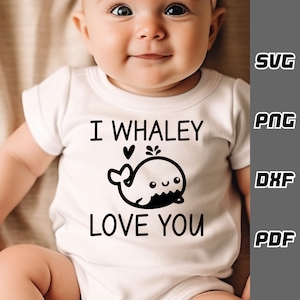 Ich liebe dich Wale SVG - png - dxf - pdf - Cricut Cut Datei - Baby Wale svg - Digitaler Download - SVG-Dateien - Neugeborene svg - süße Baby svg