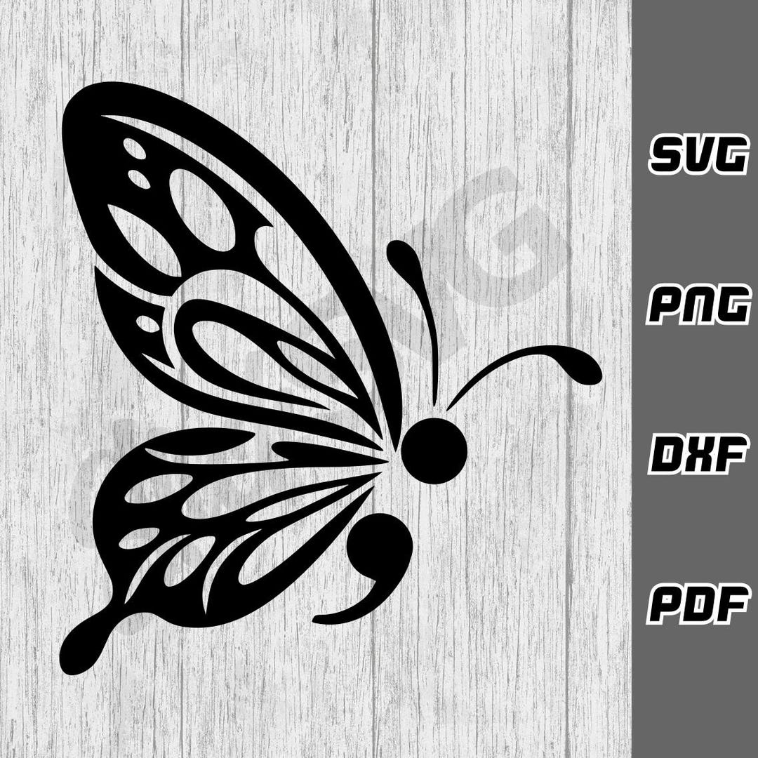 Butterfly Semicolon SVG PNG | Digital Download | Positive Motivational ...