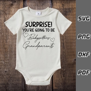Niñeras sorpresa Abuelos SVG - png - dxf - pdf - Corte Cricut - Bebé svg - Descarga digital - Archivos SVG - Anuncio de embarazo svg