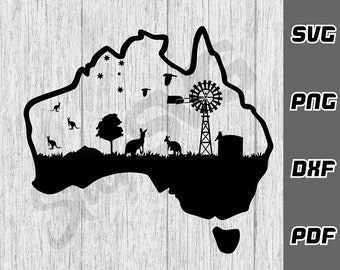 Australian Outback SVG Outline - png - dxf - pdf Australia Outback dxf - Aussie bush svg - Australia svg - Australian Map svg - Download -