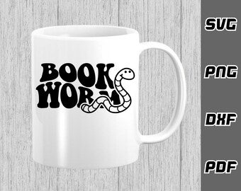 Bookworm SVG - Png - Pdf - Cricut Cut File - Book Lover Svg