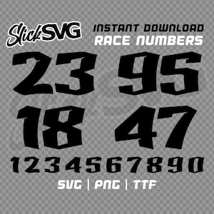 Startnummern und Schriftart enthalten SVG-Png-TTF-MX-Dirtbike-Rennwagen-Go-Kart-BMX-Boot-Bundle-Cricut-Silhouette-Nummernschriftart und SVG-Schnittdatei