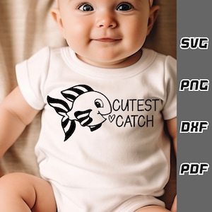 La captura más linda SVG - png - dxf - pdf - Cricut Cut File - baby fish svg - Descarga digital - Archivos SVG - Recién nacido svg - lindo pez svg - pesca