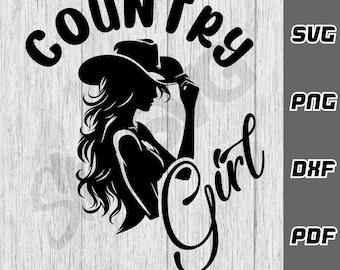 Ragazza di campagna SVG - png - pdf - File di taglio Cricut - Download digitale - ragazza di campagna in formato SVG - ragazza cowgirl in formato SVG - ragazza del sud in formato SVG - ragazza di piccola città in formato SVG