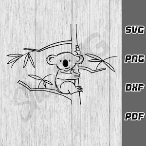 Koala auf Ast SVG - Png - Dxf - Pdf - Cricut Cut Datei - Silhouette svg - Tier svg - Australien svg - Koala svg - SVG-Dateien - Aussie svg