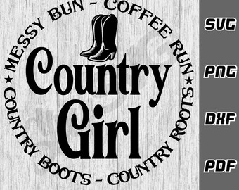 Ragazza di campagna SVG - png - pdf - File di taglio Cricut - Download digitale - ragazza di campagna in formato SVG - ragazza cowgirl in formato SVG - ragazza del sud in formato SVG - ragazza di piccola città in formato SVG