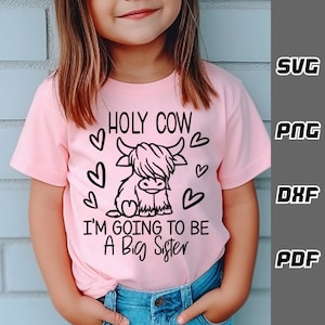 Santa vaca voy a ser una hermana mayor SVG - png - dxf - pdf - Cricut Cut File - Baby Cow svg - Descarga digital - Archivos SVG - Recién nacido svg
