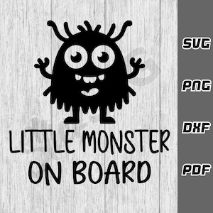 Pequeño monstruo a bordo SVG - png - dxf - pdf - Archivo de corte Cricut - Bebé a bordo SVG - Bebé SVG - Coche SVG - Mamá - Archivos SVG - Descarga SVG