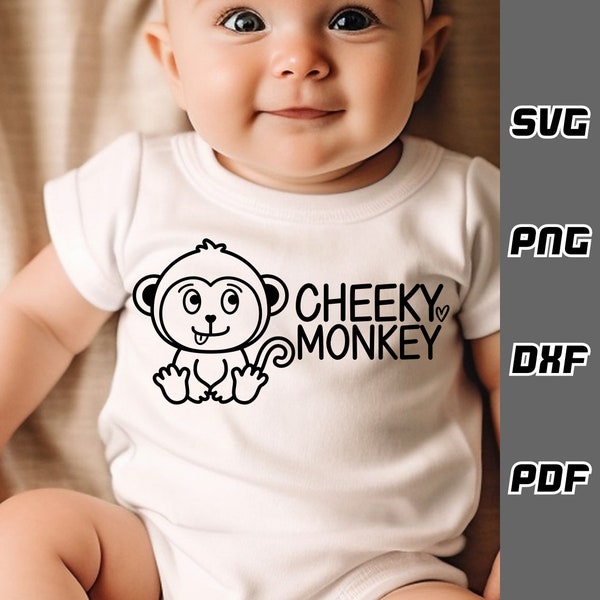 Cheeky monkey SVG - png - dxf - pdf - Cricut Cut File - Baby monkey svg - Digital Download - SVG Files - Newborn svg - cute baby svg