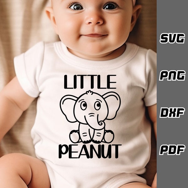 Kleine Erdnuss SVG - Png - Dxf - Pdf - Cricut Cut File - Baby Elefant svg - Digital Download - SVG-Dateien - Neugeborene svg - süße Baby svg