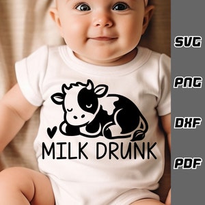 Leche borracha SVG - png - dxf - pdf - Cricut Cut File - Baby Cow svg - Descarga digital - Archivos SVG - Recién nacido svg - infant svg - lindo bebé svg