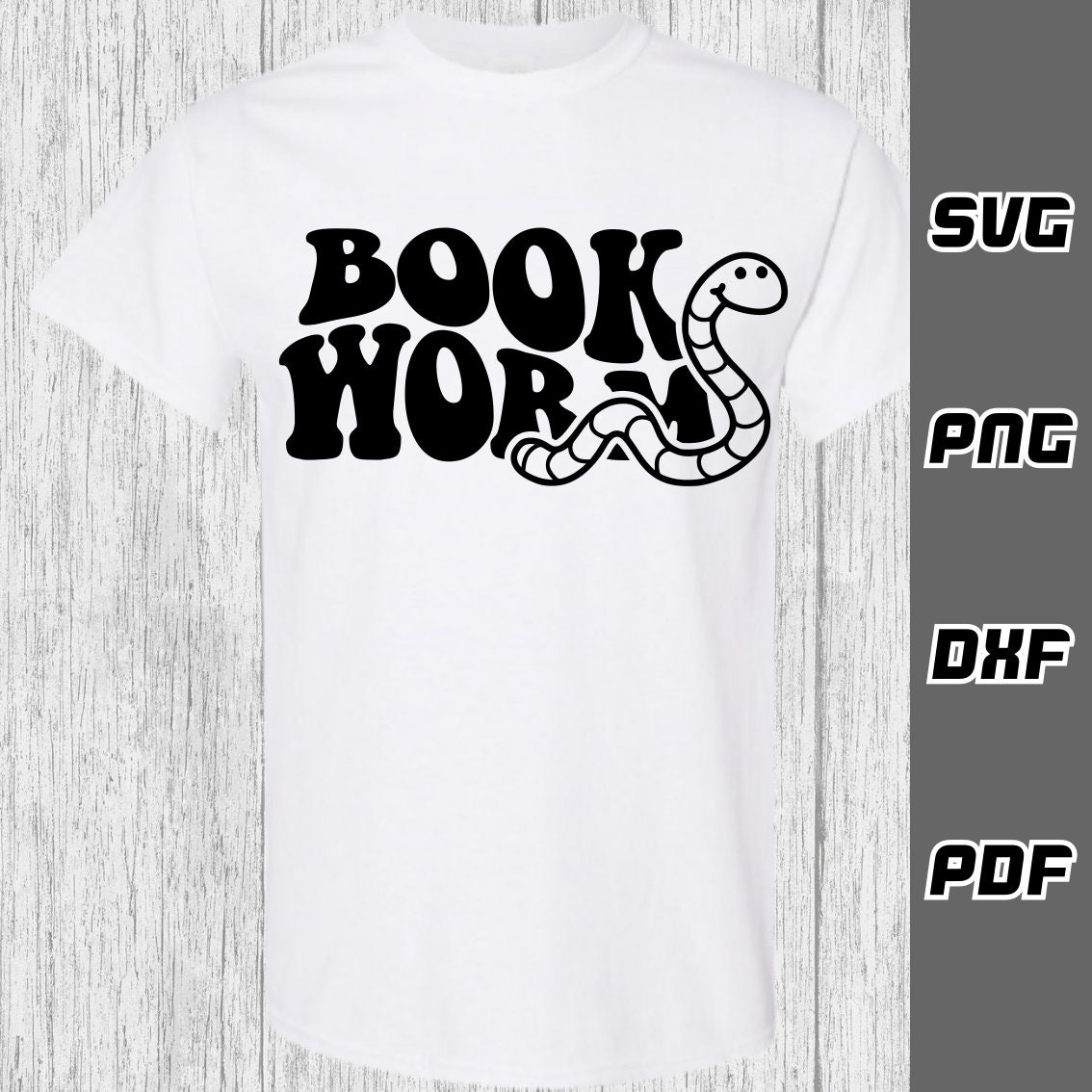 Bookworm SVG - Png - Pdf - Cricut Cut File - Book Lover Svg