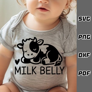 Vientre de leche SVG - png - dxf - pdf - Archivo de corte Cricut - Bebé vaca svg - Descarga digital - Archivos SVG - Recién nacido svg - bebé svg - lindo bebé svg